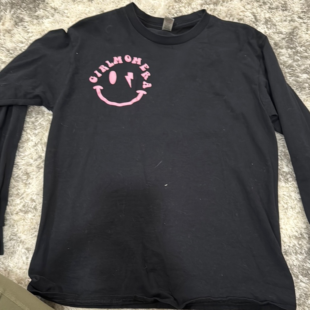 Black Long Sleeve Kids Shirt with Pink Graphic